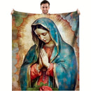 Cobertor Religioso da Virgem Maria em Pelúcia Macia - Presente e Decoração