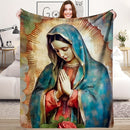 Cobertor Religioso da Virgem Maria em Pelúcia Macia - Presente e Decoração