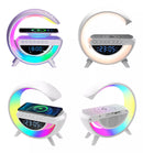Caixa De Som Led Luminária Bluetooth Alto Falante Carregador Sem Fio