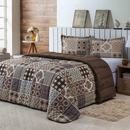 Kit Coberdrom Estampado Queen Size Dupla Face 03 Peças