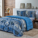 Kit Coberdrom Estampado Queen Size Dupla Face 03 Peças