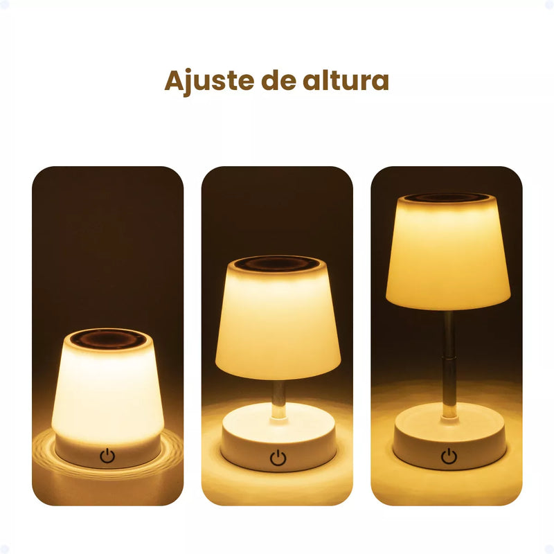 Luminária De Mesa Sem Fio Recarregável Retrátil Em Aço Luz em Led Branco Quente Ajustável