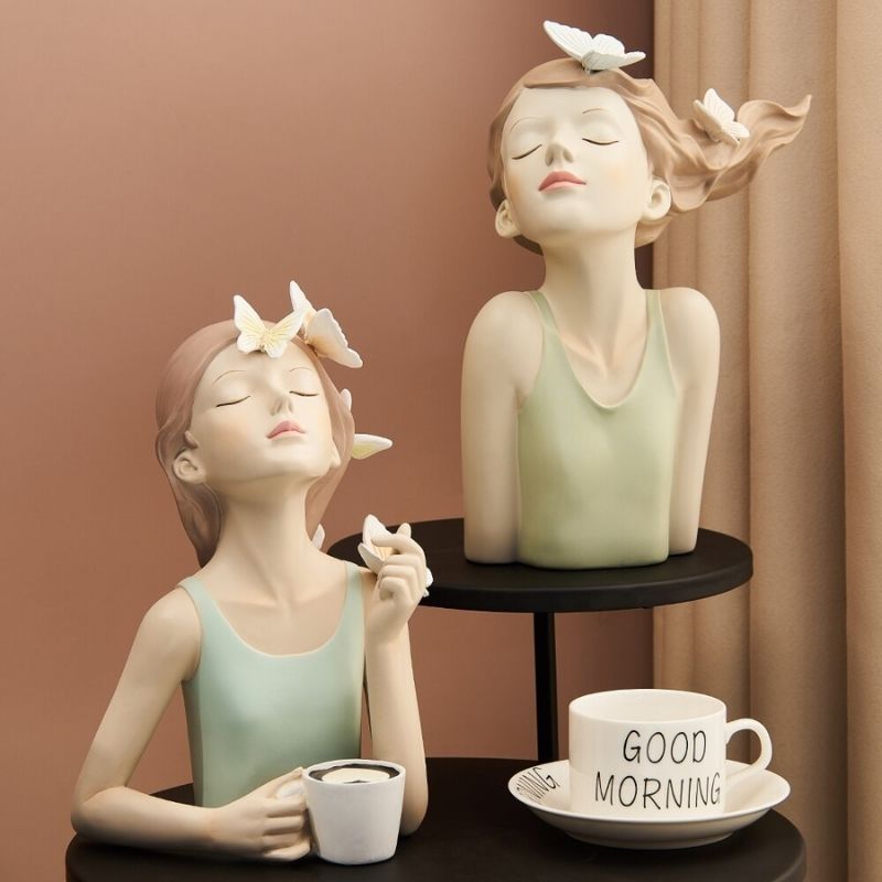 Decoração Estatueta Busto Decorativo Lili Butterfly Café