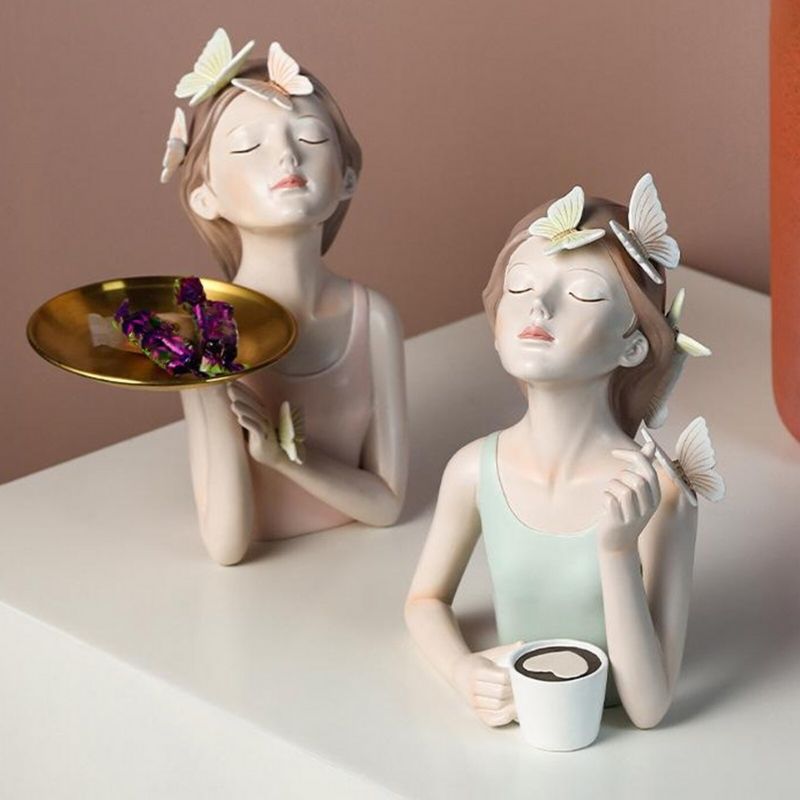 Decoração Estatueta Busto Decorativo Lili Butterfly Café