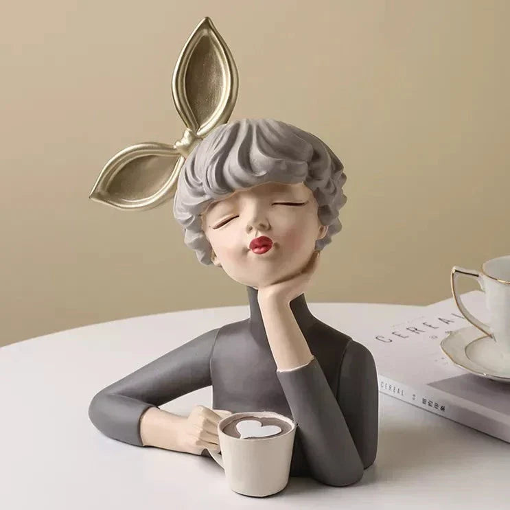 Estatueta Escultura Decoração Busto Lili Max Café