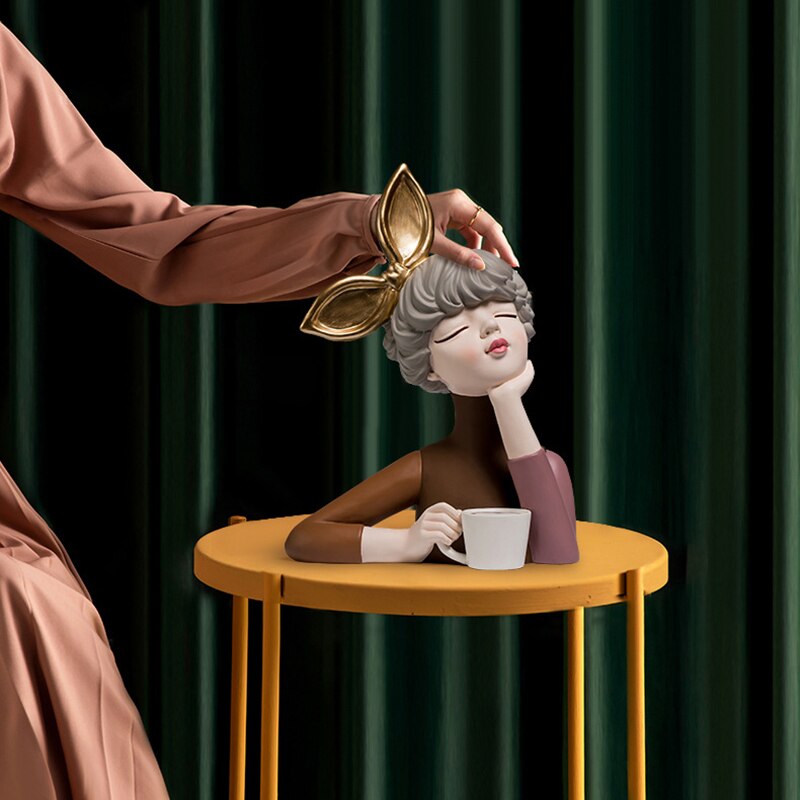 Estatueta Escultura Decoração Busto Lili Max Café