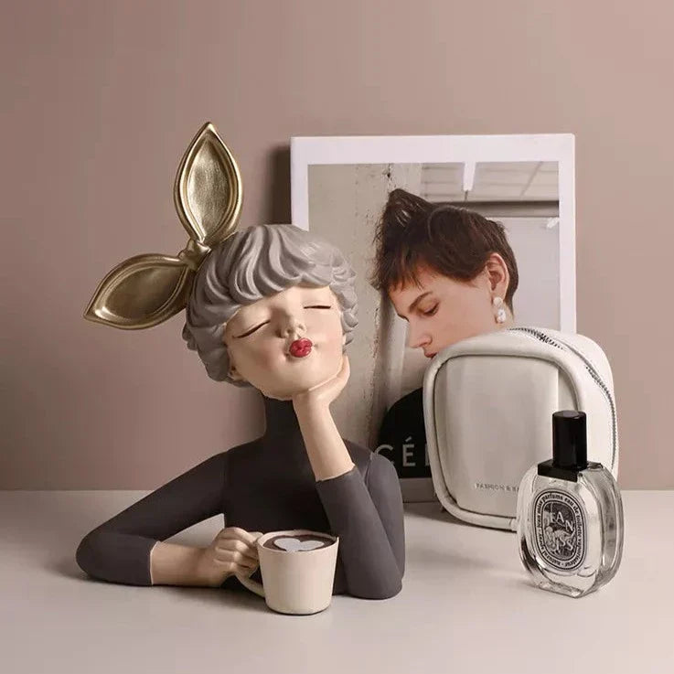 Estatueta Escultura Decoração Busto Lili Max Café