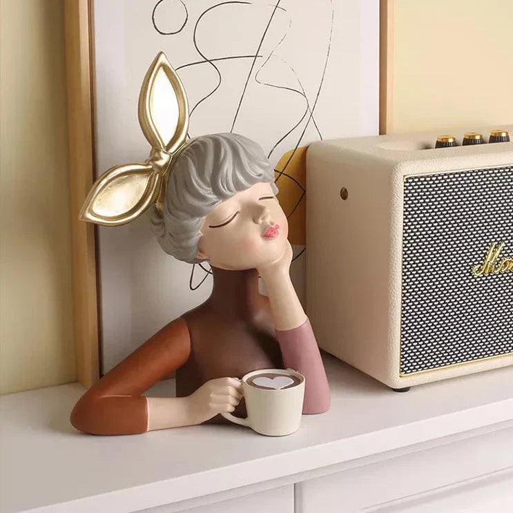 Estatueta Escultura Decoração Busto Lili Max Café