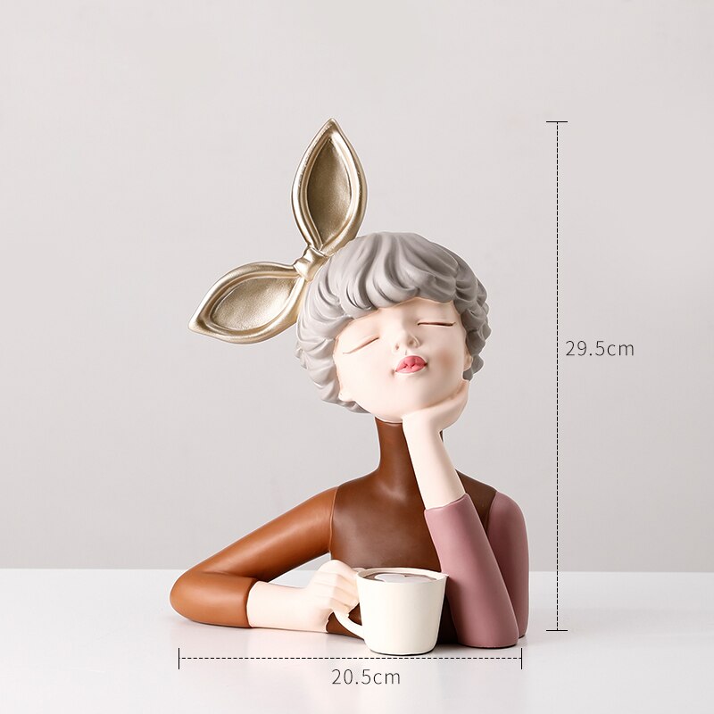Estatueta Escultura Decoração Busto Lili Max Café