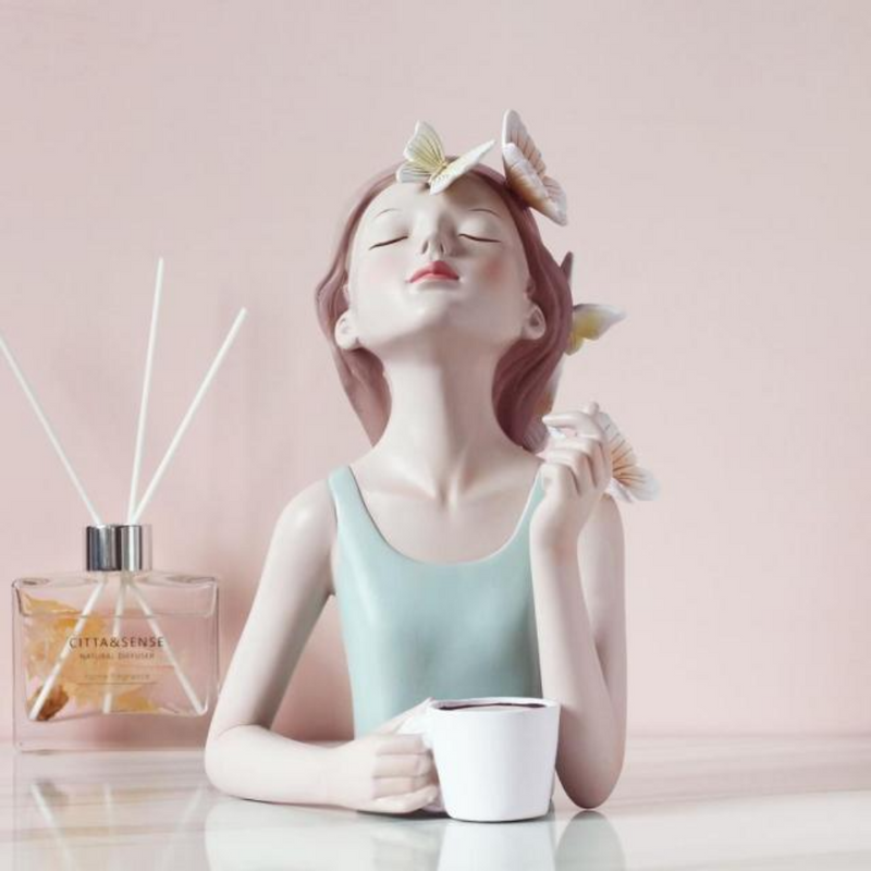 Decoração Estatueta Busto Decorativo Lili Butterfly Café