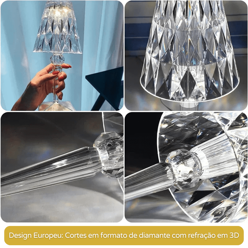 Luminária De Mesa 3 em 1 Estilo Diamante