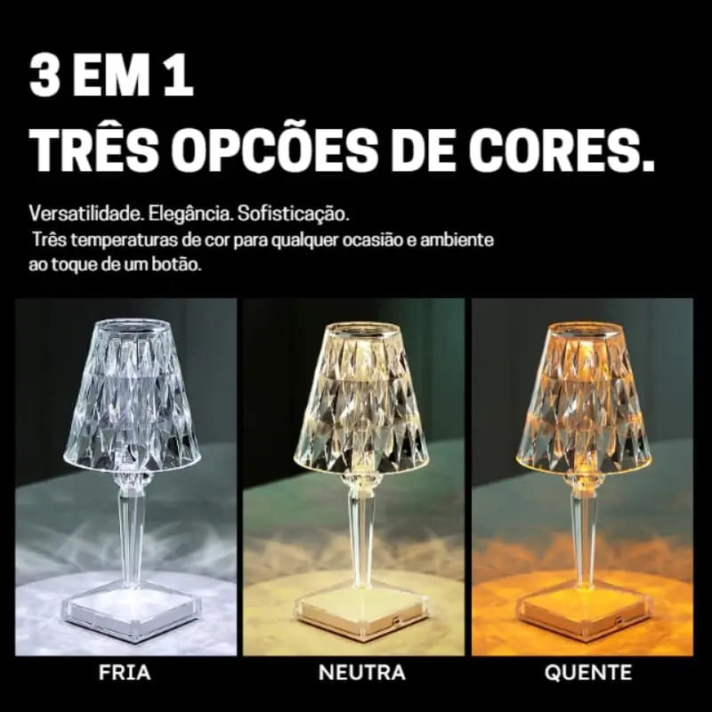 Luminária De Mesa 3 em 1 Estilo Diamante