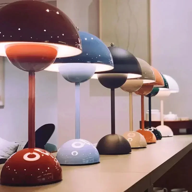 Luminária de Mesa Sem Fio Abajur Cogumelo Recarregável