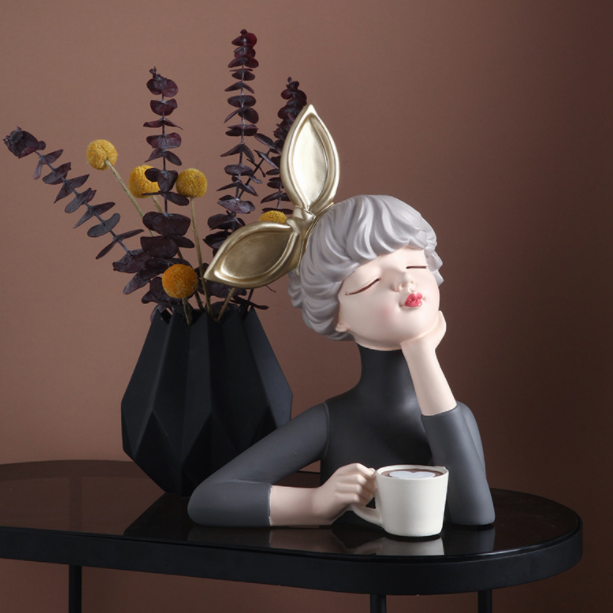 Estatueta Escultura Decoração Busto Lili Max Café