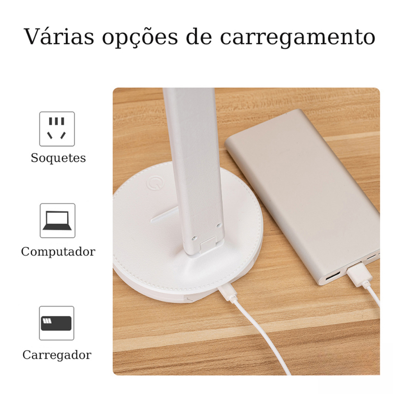 Luminária De Mesa Sem Fio Led Com Proteção Para Os Olhos