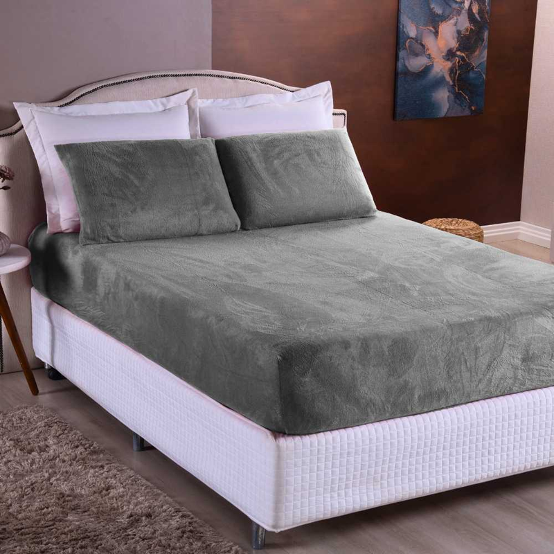 Kit Lençol de Plush Elástico 2 ou 3 Peças