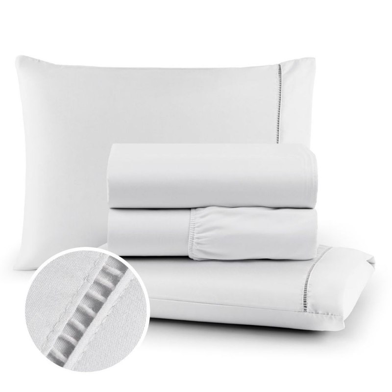 Roupa de Cama Micropercal 400 Fios Ponto Palito 04 Peças