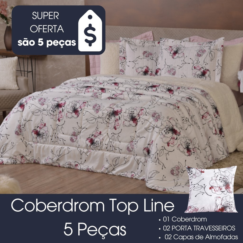 Kit Coberdrom Top Line King Dupla Face Fleece / Sherpa 5 peças