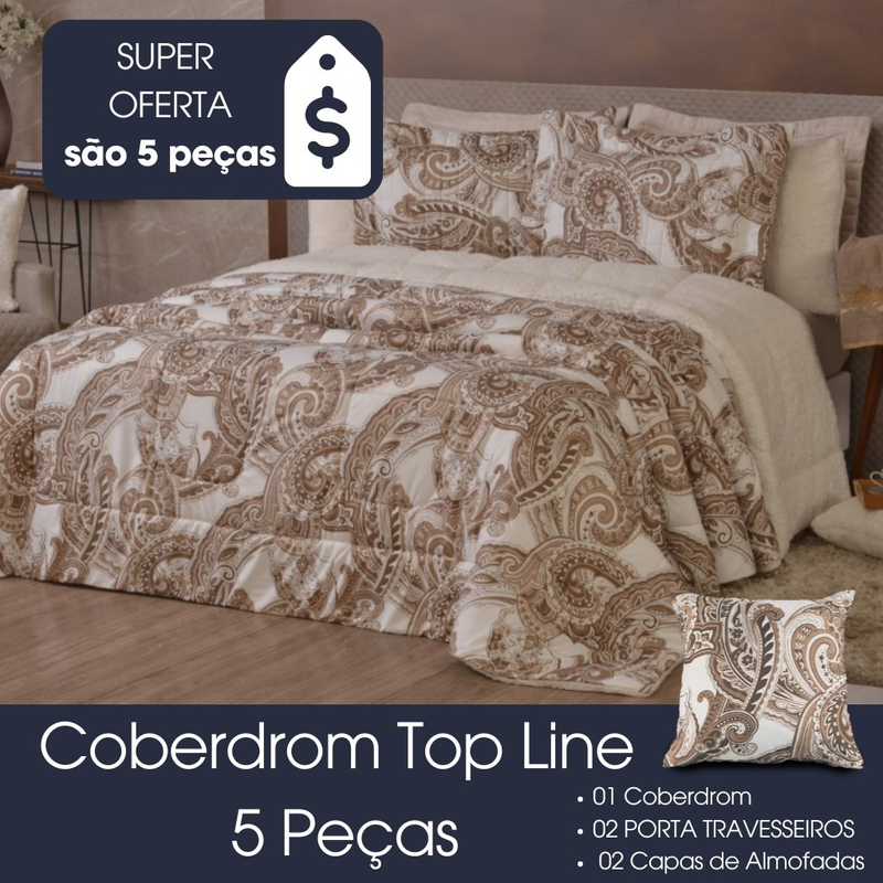 Kit Coberdrom Top Line King Dupla Face Fleece / Sherpa 5 peças