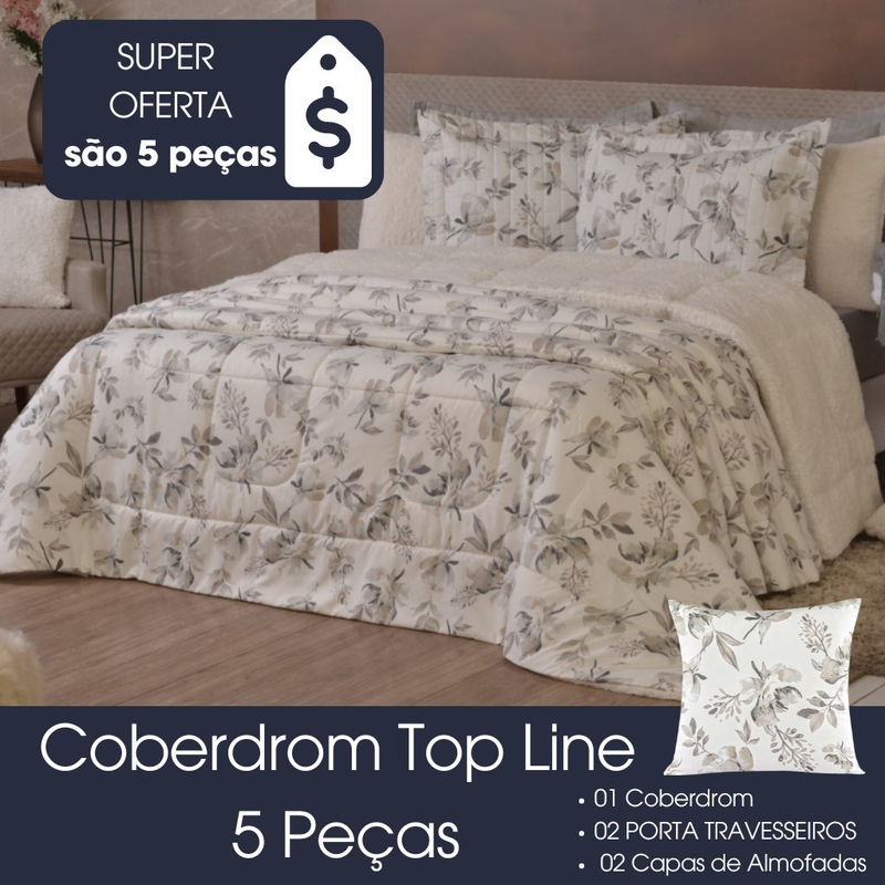 Kit Coberdrom Top Line King Dupla Face Fleece / Sherpa 5 peças