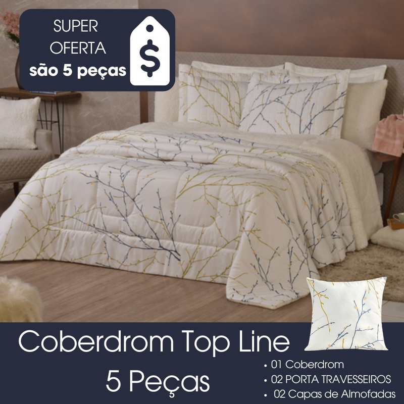 Kit Coberdrom Top Line King Dupla Face Fleece / Sherpa 5 peças