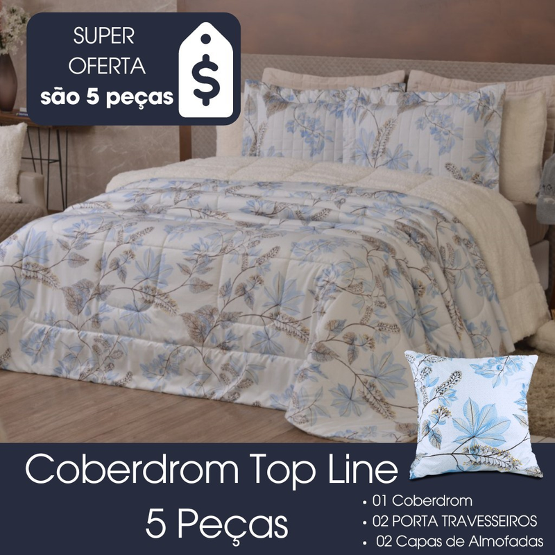 Kit Coberdrom Top Line King Dupla Face Fleece / Sherpa 5 peças