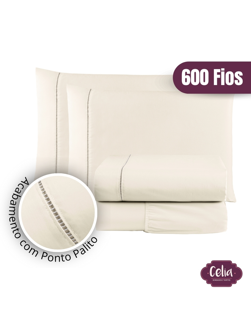 Jogo De Lençol Algodão Queen 4 Peças 600 Fios Egípcio