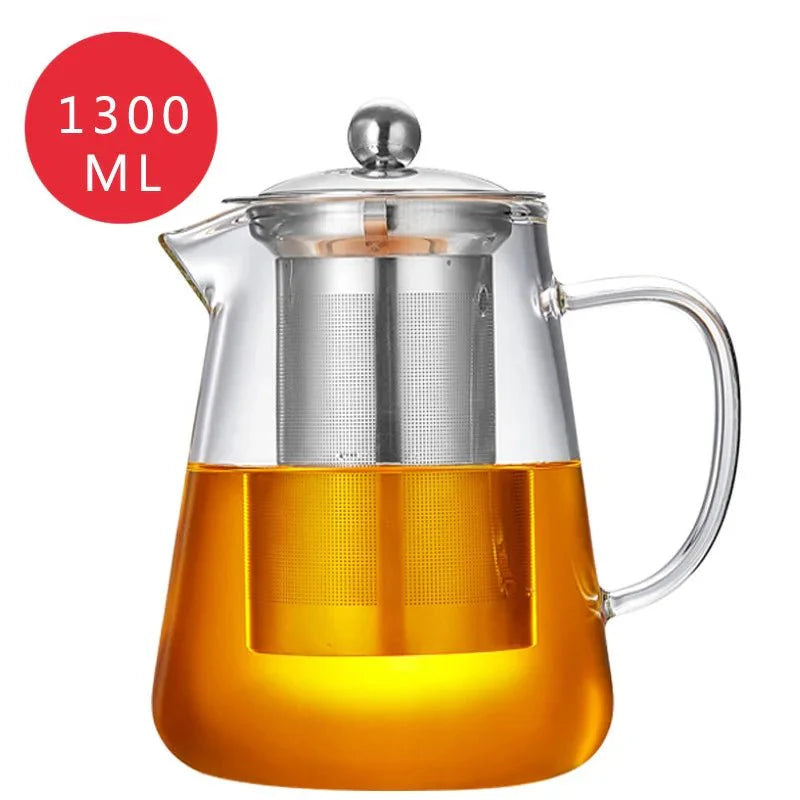 Bule de Vidro Resistente ao Calor com Infusor de Aço Inoxidável para Chá