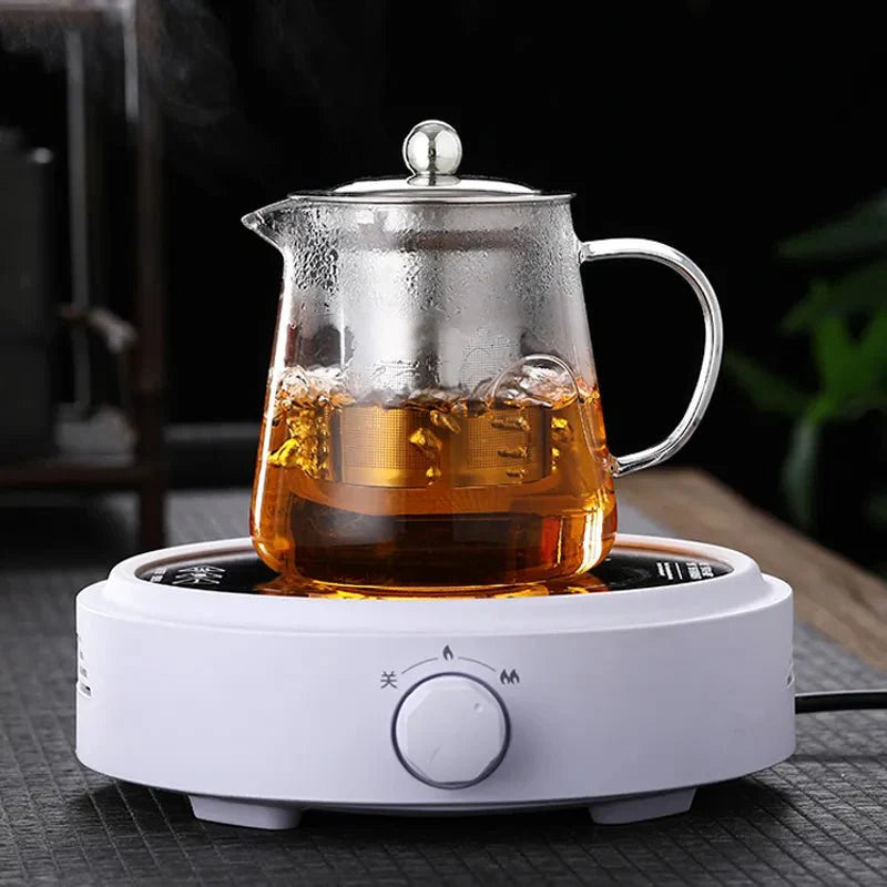 Bule de Vidro Resistente ao Calor com Infusor de Aço Inoxidável para Chá