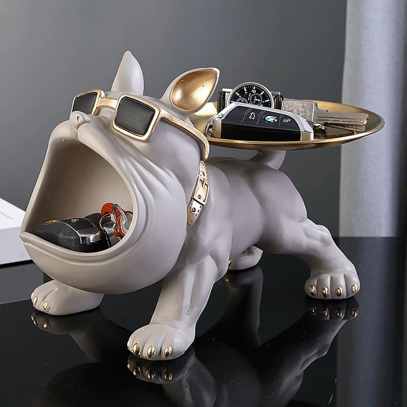 Estatueta Decorativa Bulldog Francês Decoração Porta Objetos