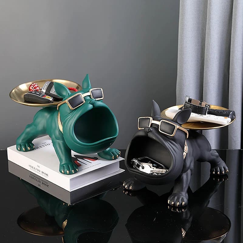 Estatueta Decorativa Bulldog Francês Decoração Porta Objetos