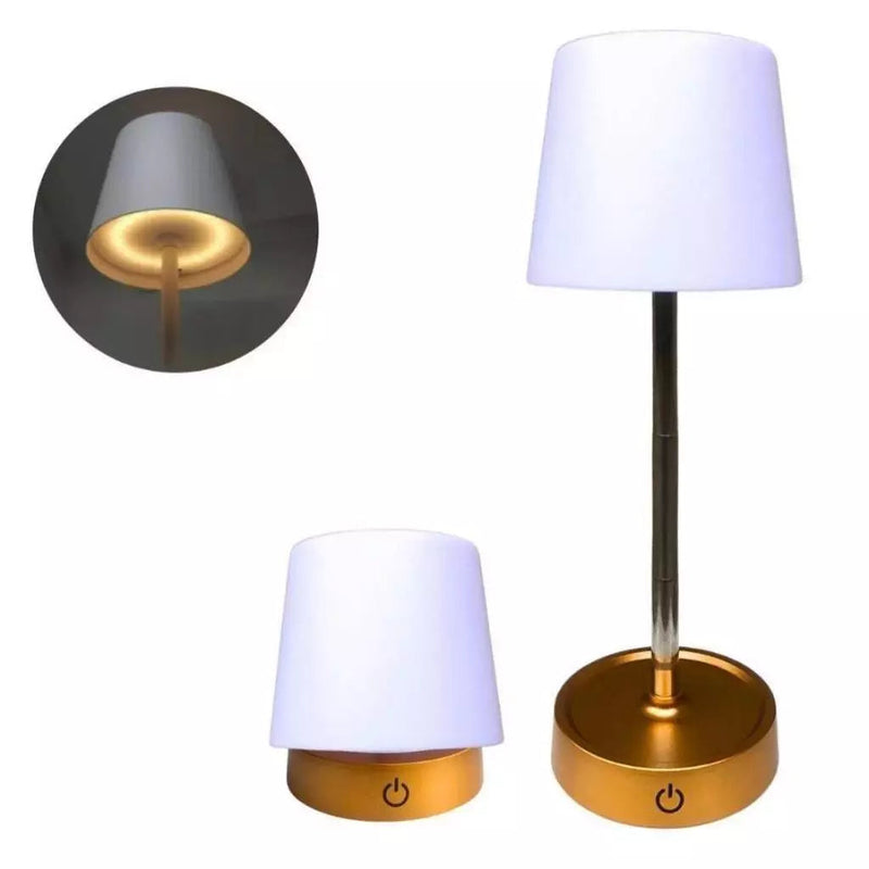 Luminária De Mesa Sem Fio Recarregável Retrátil Em Aço Luz em Led Branco Quente Ajustável