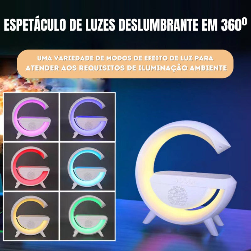 Caixa De Som Led Luminária Bluetooth Alto Falante Carregador Sem Fio