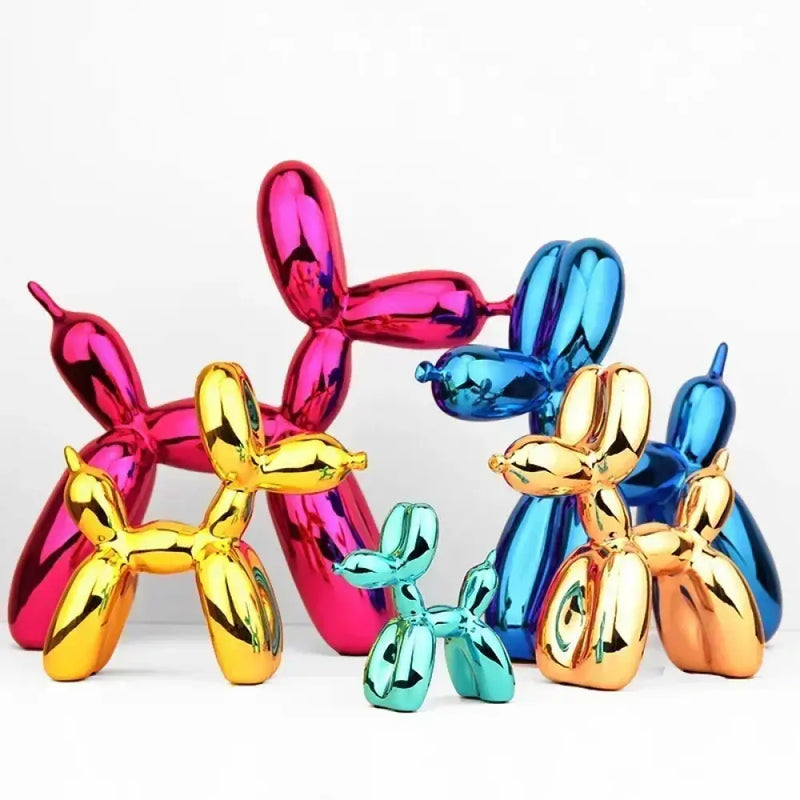 Escultura Decorativa Cachorro Balão em Resina – Estilo Nórdico Moderno