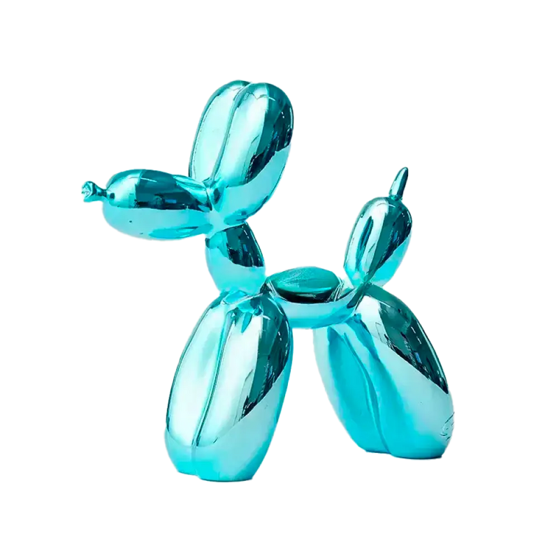 Escultura Decorativa Cachorro Balão em Resina – Estilo Nórdico Moderno Azul claro / 25x9x25cm