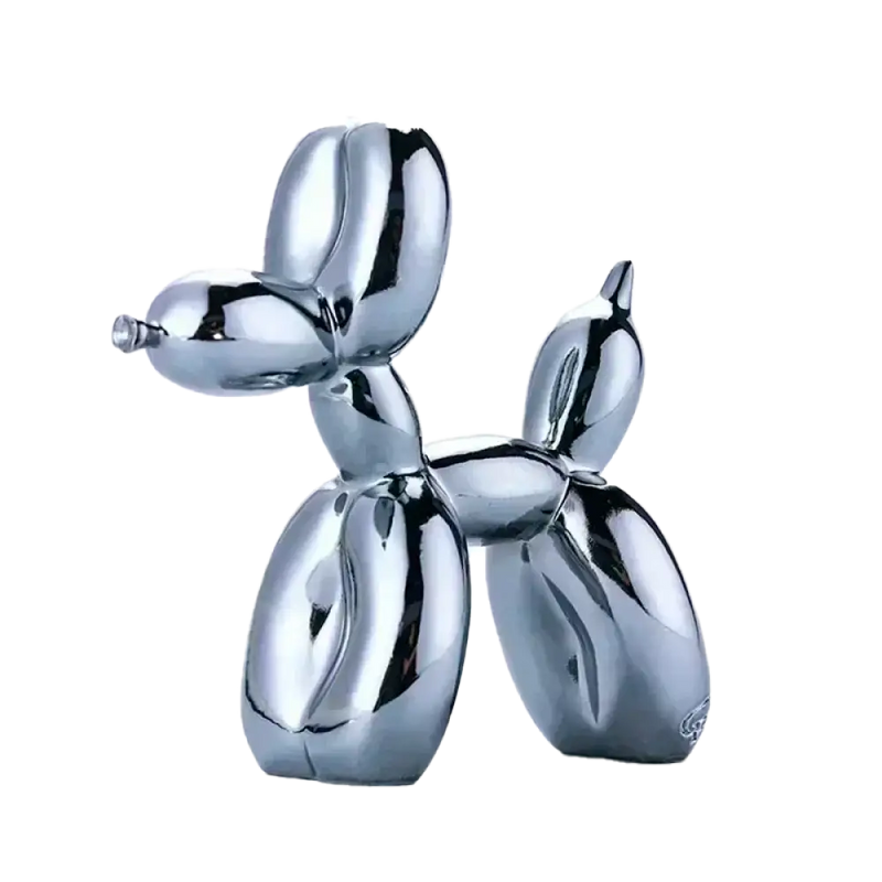 Escultura Decorativa Cachorro Balão em Resina – Estilo Nórdico Moderno Cinza / 25x9x25cm