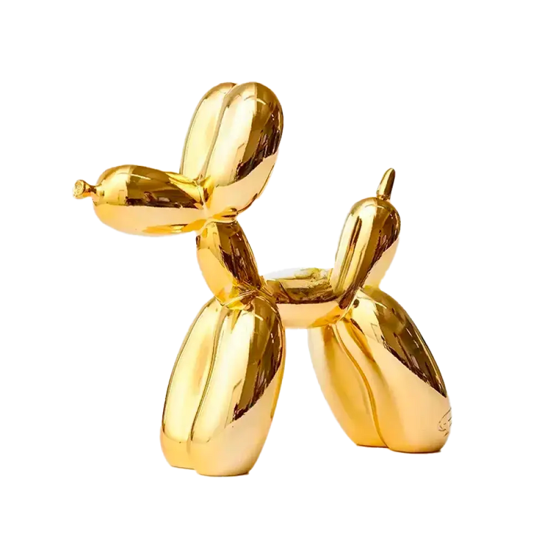 Escultura Decorativa Cachorro Balão em Resina – Estilo Nórdico Moderno Dourado / 25x9x25cm