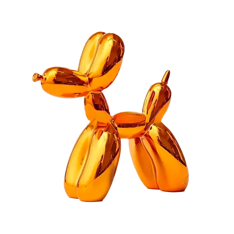 Escultura Decorativa Cachorro Balão em Resina – Estilo Nórdico Moderno Laranja / 25x9x25cm