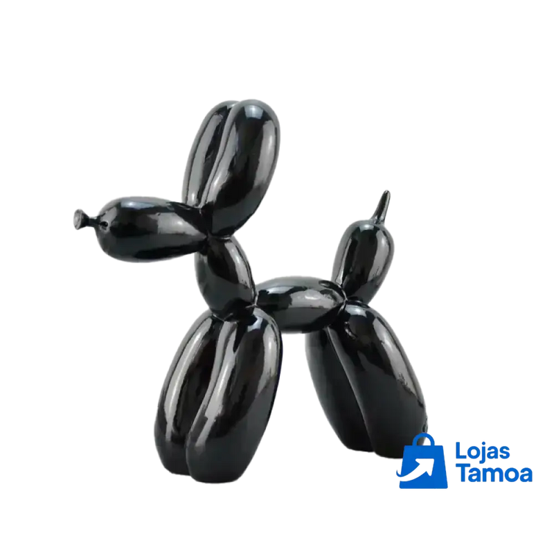 Escultura Decorativa Cachorro Balão em Resina – Estilo Nórdico Moderno Preto / 25x9x25cm
