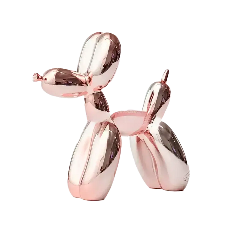 Escultura Decorativa Cachorro Balão em Resina – Estilo Nórdico Moderno Rose Gold / 25x9x25cm