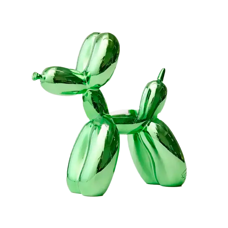 Escultura Decorativa Cachorro Balão em Resina – Estilo Nórdico Moderno Verde / 25x9x25cm