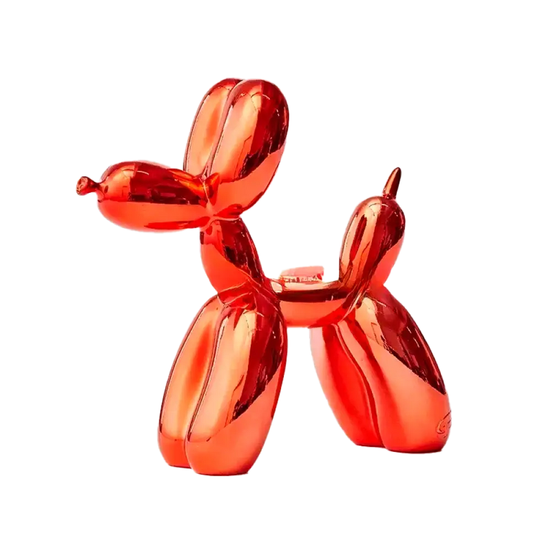 Escultura Decorativa Cachorro Balão em Resina – Estilo Nórdico Moderno Vermelho / 25x9x25cm