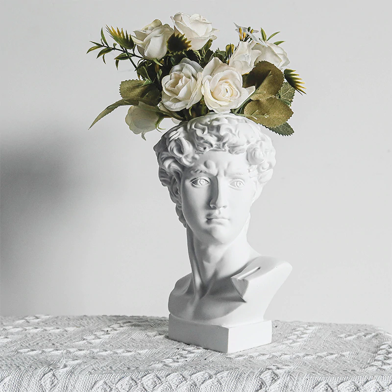 Estatueta Decorativa Escultura Davi de Michelangelo Busto Vaso