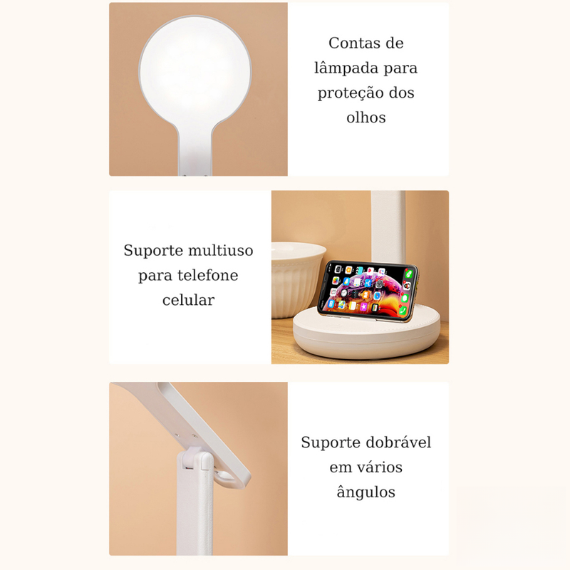 Luminária De Mesa Sem Fio Led Com Proteção Para Os Olhos