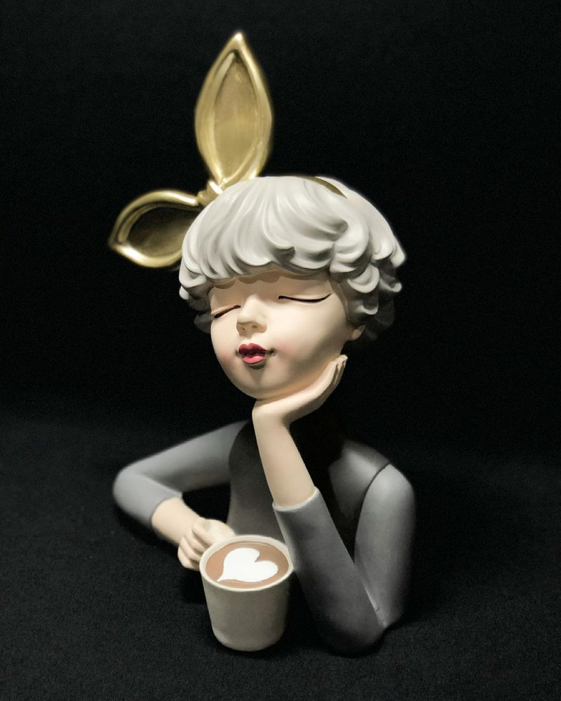 Estatueta Escultura Decoração Busto Lili Max Café