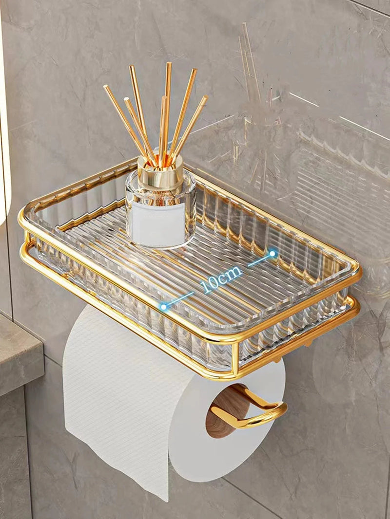 Porta-rolo de Papel Higiênico com suporte dourado