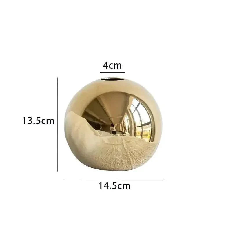 Vaso Decorativo Bola Dourada Estilo Americano