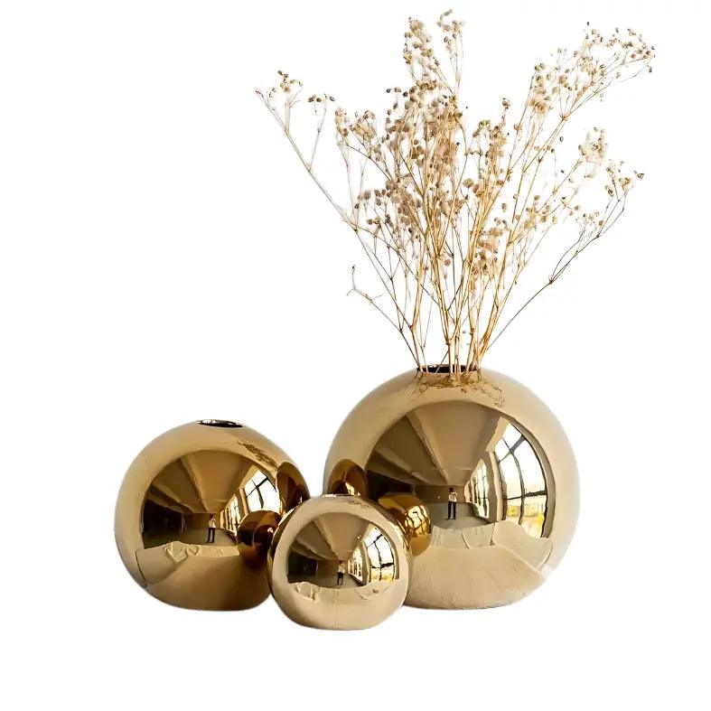 Vaso Decorativo Bola Dourada Estilo Americano