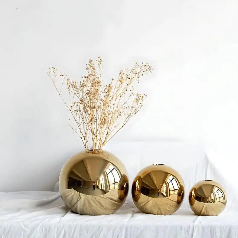 Vaso Decorativo Bola Dourada Estilo Americano